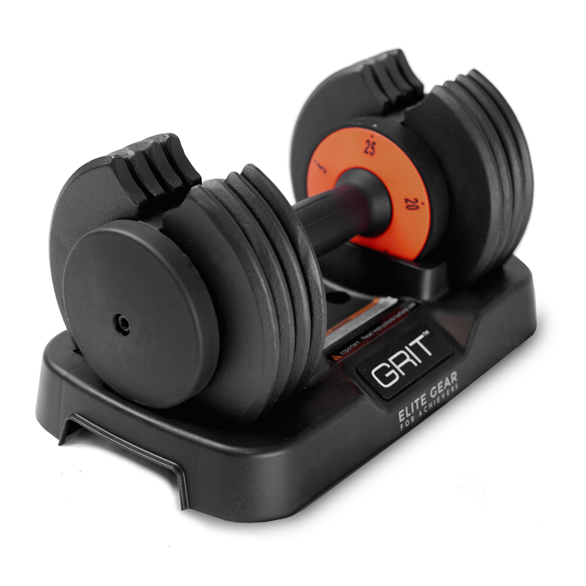 Anti-Slip Grip Handle Details about   GRIT Elite 5-25 LB Adjustable Dumbbells with Weight Trays 
