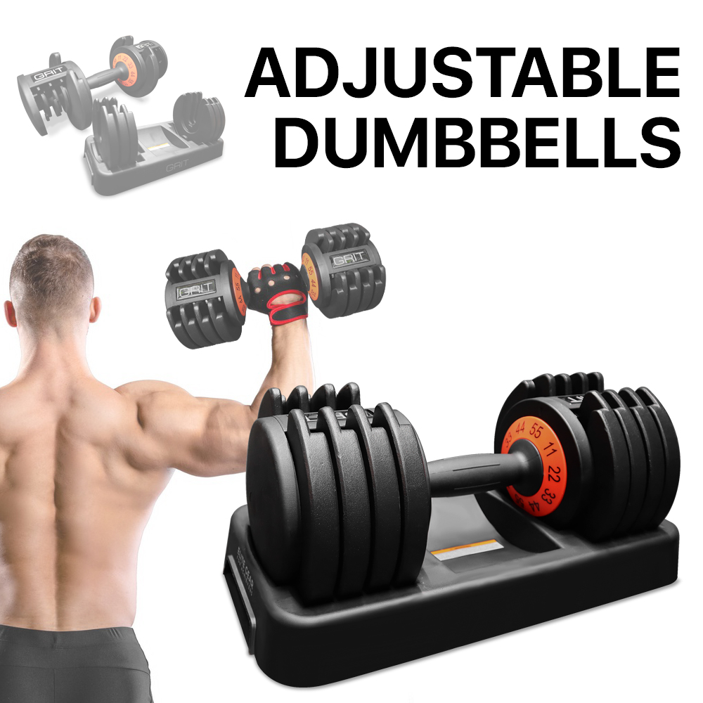 Man Lifting 55 Pound Grit Elite Adjustable Dumbell