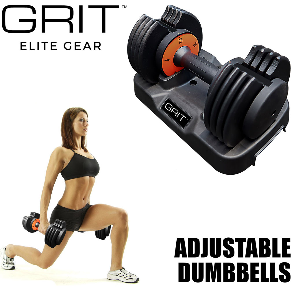 Lunges with Grit Elite Gear Adjustable Dumbbells