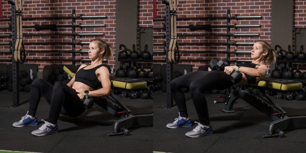 Dumbbell Exercise: Bench-Supported Glute Bridge