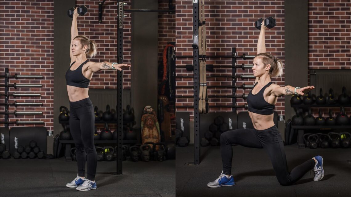 Woman Displaying Dumbbell Stability Exercise