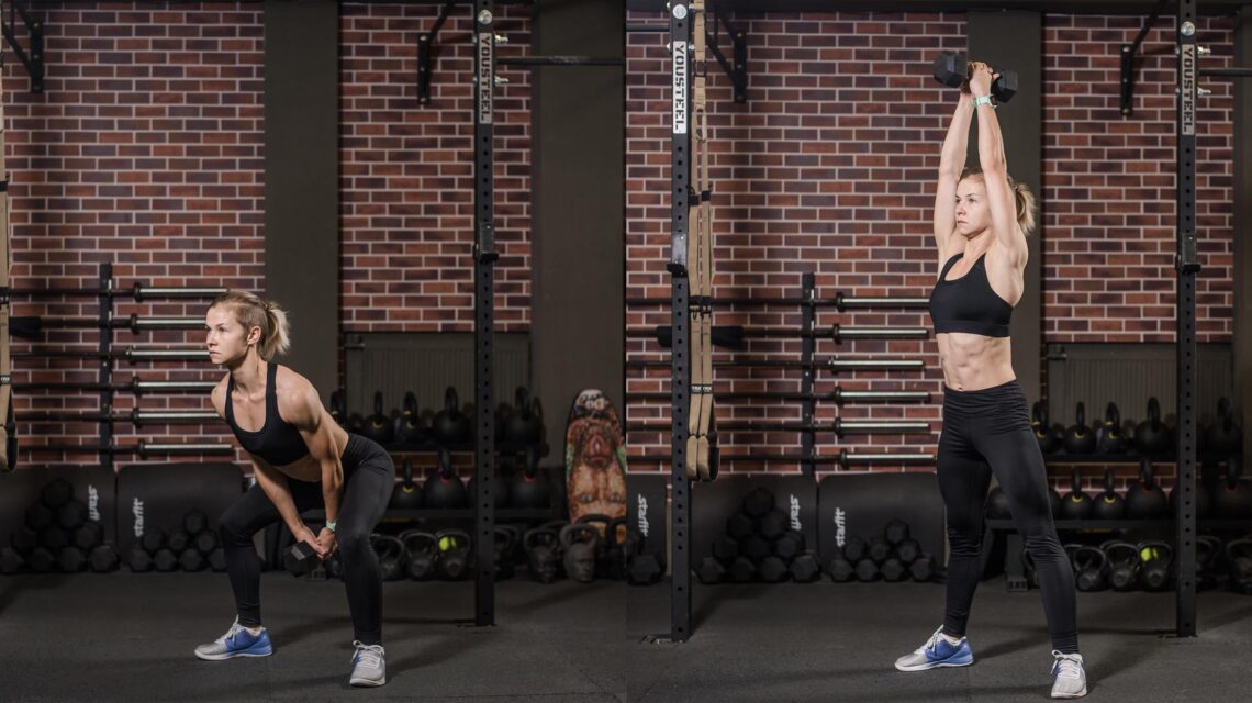 Woman Displaying Dumbbell Lift Exercise