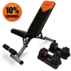 Set of 2x 55 lbs Adjustable Dumbbells and Workout Bench