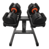 Black GRIT Dumbbell Stand with Two 55lb Grit Adjustable Dumbbells