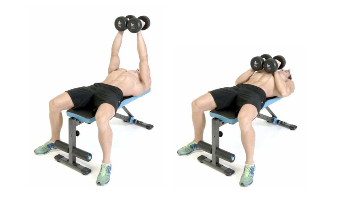 Man Displaying Flat Bench Dumbbell Press