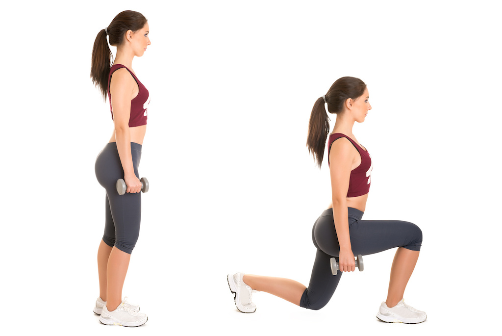 Glutes Exercises:  Dumbbell Lunges